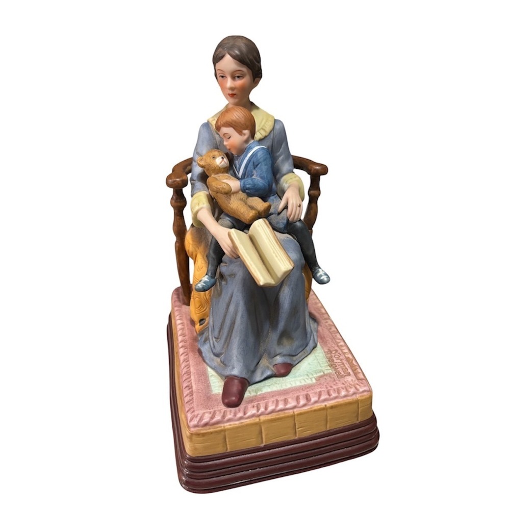 Norman Rockwell Bedtime Music Box 1985 Mother Child EUC